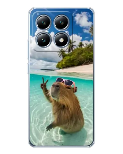 Чехол для Xiaomi 15 Pro с картинкой «Капибара на море»