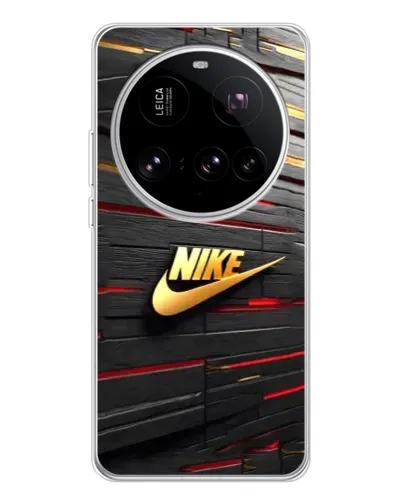 Чехол для Xiaomi 15 Ultra с картинкой «Золотой Nike на металле»