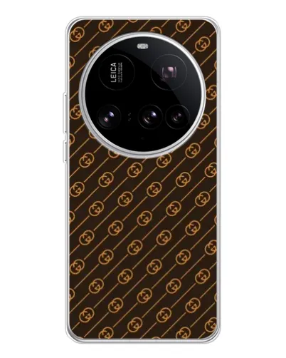Чехол для Xiaomi 15 Ultra с картинкой «Gucci — золотые диагонали»