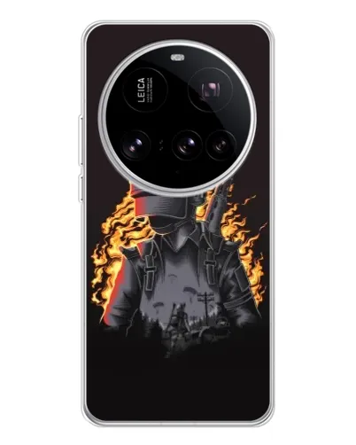 Чехол для Xiaomi 15 Ultra с картинкой «PUBG — огненный силуэт»