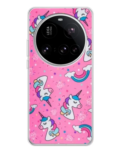 Чехол для Xiaomi 15 Ultra с картинкой «Unicorn паттерн розовый»