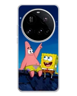Чехол для Xiaomi 15 Ultra с картинкой «Губка Боб и Патрик ночью»