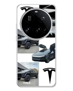 Чехол для Xiaomi 15 Ultra с картинкой «Коллаж Cybertruck Tesla»