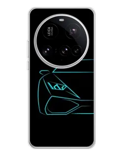 Чехол для Xiaomi 15 Ultra с картинкой «Голубой силуэт Lamborghini»