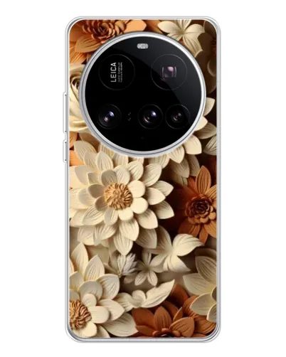 Чехол для Xiaomi 15 Ultra с картинкой «Бежевый флористический декор»