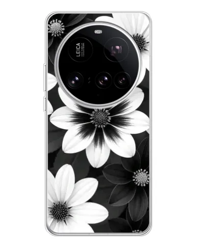 Чехол для Xiaomi 15 Ultra с картинкой «Монохромные астры»