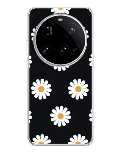 Чехол для Xiaomi 15 Ultra с картинкой «Ромашки на черном»