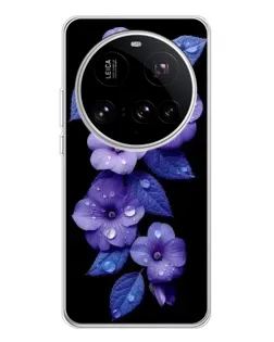 Чехол для Xiaomi 15 Ultra с картинкой «Фиолетовые цветы с росою»