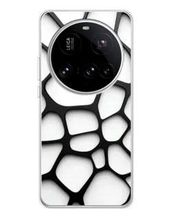 Чехол для Xiaomi 15 Ultra с картинкой «Белая объемная сетка»