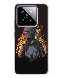 Чехол для Xiaomi 15 с картинкой «PUBG — огненный силуэт»