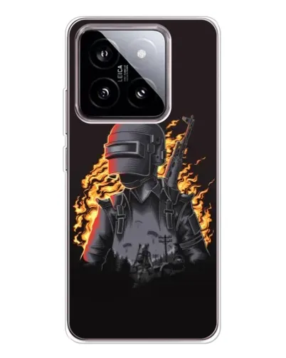 Чехол для Xiaomi 15 с картинкой «PUBG — огненный силуэт»