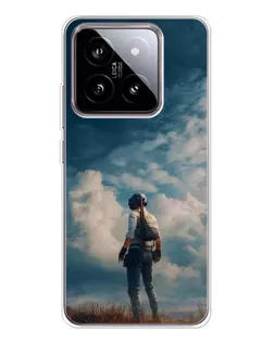 Чехол для Xiaomi 15 с картинкой «Герой PUBG на скале»