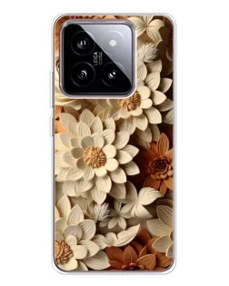 Чохол для Xiaomi 15 з картинкою «Бежевий флористичний декор»