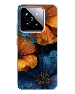 Чохол для Xiaomi 15 з картинкою «Яскрава синьо-помаранчева флора»