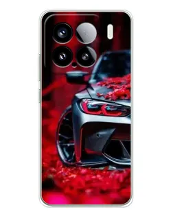 Чехол для Xiaomi 15S Pro с картинкой «Спортивная BMW и цветы»