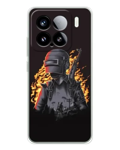 Чехол для Xiaomi 15S Pro с картинкой «PUBG — огненный силуэт»