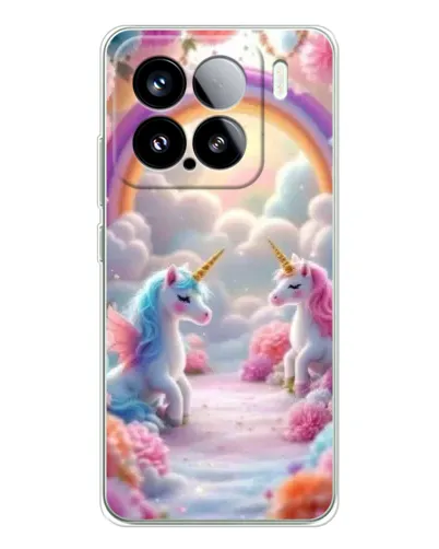 Чехол для Xiaomi 15S Pro с картинкой «Радуга и единороги»