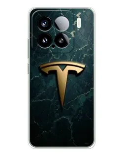 Чехол для Xiaomi 15S Pro с картинкой «Мраморная Tesla Gold»