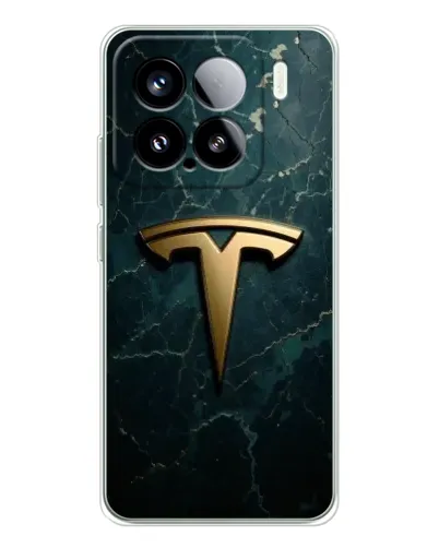 Чехол для Xiaomi 15S Pro с картинкой «Мраморная Tesla Gold»