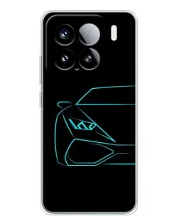 Чехол для Xiaomi 15S Pro с картинкой «Голубой силуэт Lamborghini»