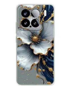 Чехол для Xiaomi 15S Pro с картинкой «Белый цветок и золотой флюид»