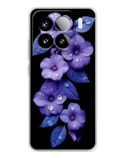 Чехол для Xiaomi 15S Pro с картинкой «Фиолетовые цветы с росою»