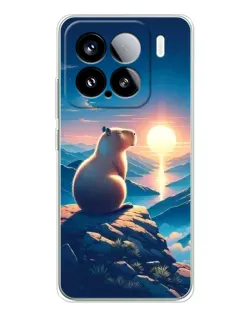 Чехол для Xiaomi 15S Pro с картинкой «Закат солнца с капибарой»