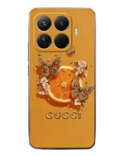 Чехол для Xiaomi 15T Pro с картинкой «Gucci — золотые бабочки»