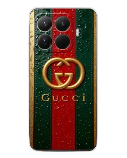 Чехол для Xiaomi 15T Pro с картинкой «Gucci — фирменная полоса и золото»