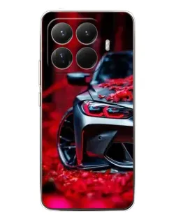 Чехол для Xiaomi 15T Pro с картинкой «Спортивная BMW и цветы»