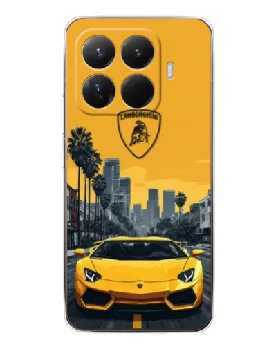 Чехол для Xiaomi 15T Pro с картинкой «Желтый Lamborghini город»