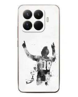 Чехол для Xiaomi 15T Pro с картинкой «Черно-белый силуэт Месси»