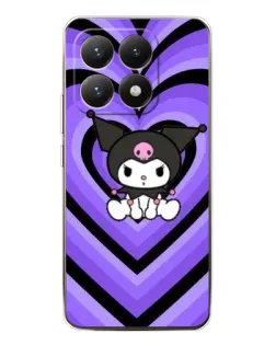 Чехол для Xiaomi 15T с картинкой «Kuromi и фиолетовые сердца»