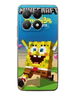 Чохол для Xiaomi 15T з картинкою «Губка Боб Minecraft»