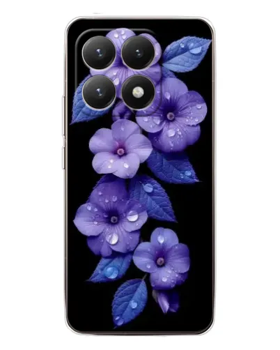 Чохол для Xiaomi 15T з картинкою «Фіолетові квіти з росою»