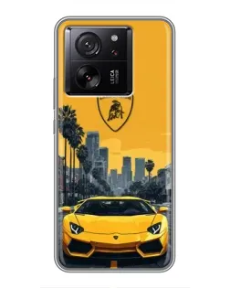 Чохол для Xiaomi 16 з картинкою «Жовтий Lamborghini місто»