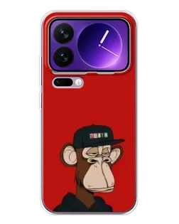 Чехол для Xiaomi 17 Pro Max с картинкой «Bored Ape — красный фон»