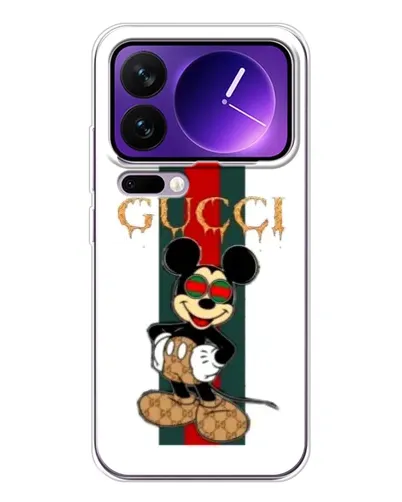 Чехол для Xiaomi 17 Pro Max с картинкой «Микки Маус Gucci — полосы»