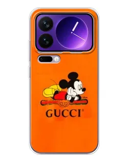 Чехол для Xiaomi 17 Pro Max с картинкой «Микки Маус Gucci — оранж»