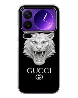 Чехол для Xiaomi 17 Pro Max с картинкой «Gucci — серебряный лев»