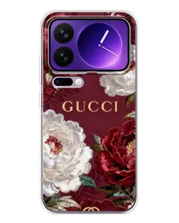 Чехол для Xiaomi 17 Pro Max с картинкой «Gucci — бордовые розы»
