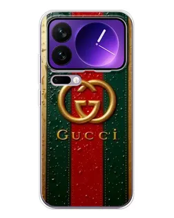 Чехол для Xiaomi 17 Pro Max с картинкой «Gucci — фирменная полоса и золото»