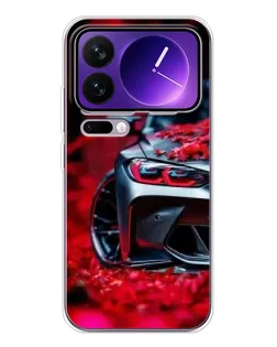 Чехол для Xiaomi 17 Pro Max с картинкой «Спортивная BMW и цветы»