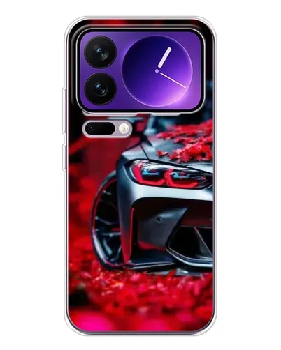 Чехол для Xiaomi 17 Pro Max с картинкой «Спортивная BMW и цветы»