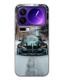 Чехол для Xiaomi 17 Pro Max с картинкой «BMW в зимнем лесу»