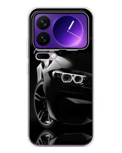 Чехол для Xiaomi 17 Pro Max с картинкой «Черная BMW — профиль»