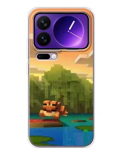 Чехол для Xiaomi 17 Pro Max с картинкой «Майнкрафт закат солнца»