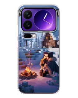 Чехол для Xiaomi 17 Pro Max с картинкой «Зимний Minecraft»