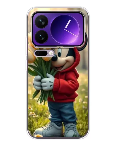 Чехол для Xiaomi 17 Pro Max с картинкой «Микки с тюльпанами»