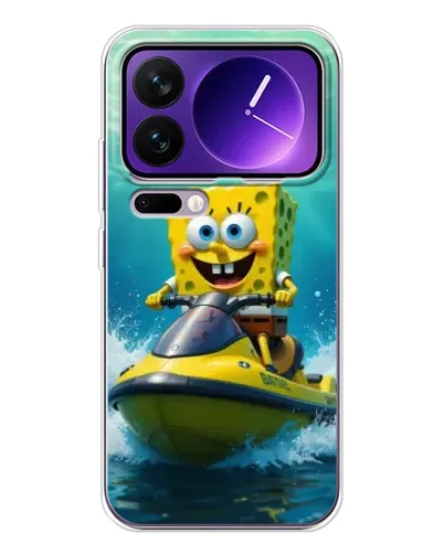 Чехол для Xiaomi 17 Pro Max с картинкой «Спанч Боб на гидроцикле»
